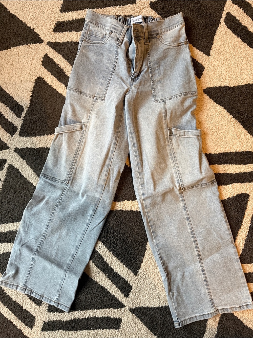 Women's Light Gray Cargo Jeans - Relaxed Utility Fit